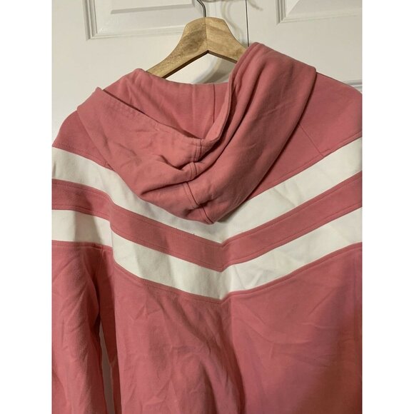 BOSTON PROPER Sz L Black Cotton Windbreaker‎ Full Zip Pink Stripes - Picture 6 of 6